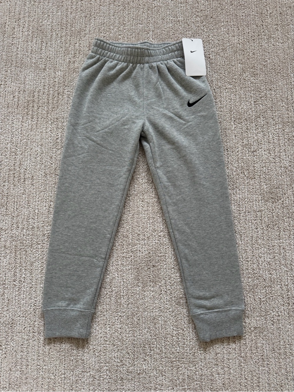 Nike Kids Grey Jogger Sweatpants with Black Swoosh